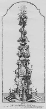 M. B. Braun - grafické zobrazení vlastní statue Nejsvětější Trojice v Teplicích (1719)