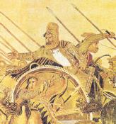 Perský král Dareios III. v bitvě u Issu