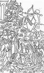 Středověká představa smrti jako žnečky a lučištníka nemající s nikým slitování
